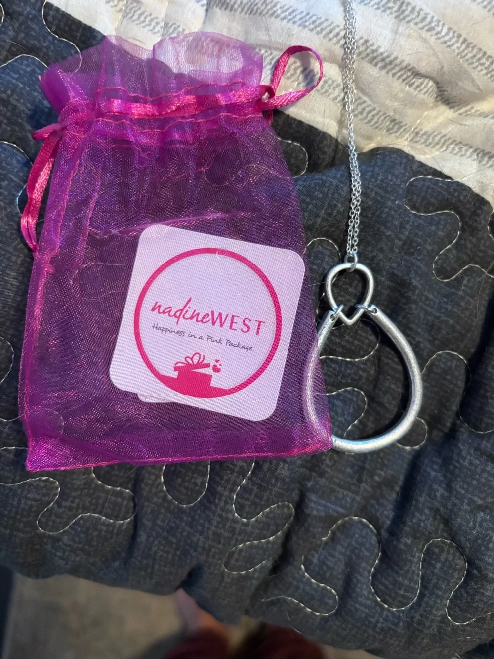 Nadine West Brushed Silver Open Layered Teardrop Pendant Necklace